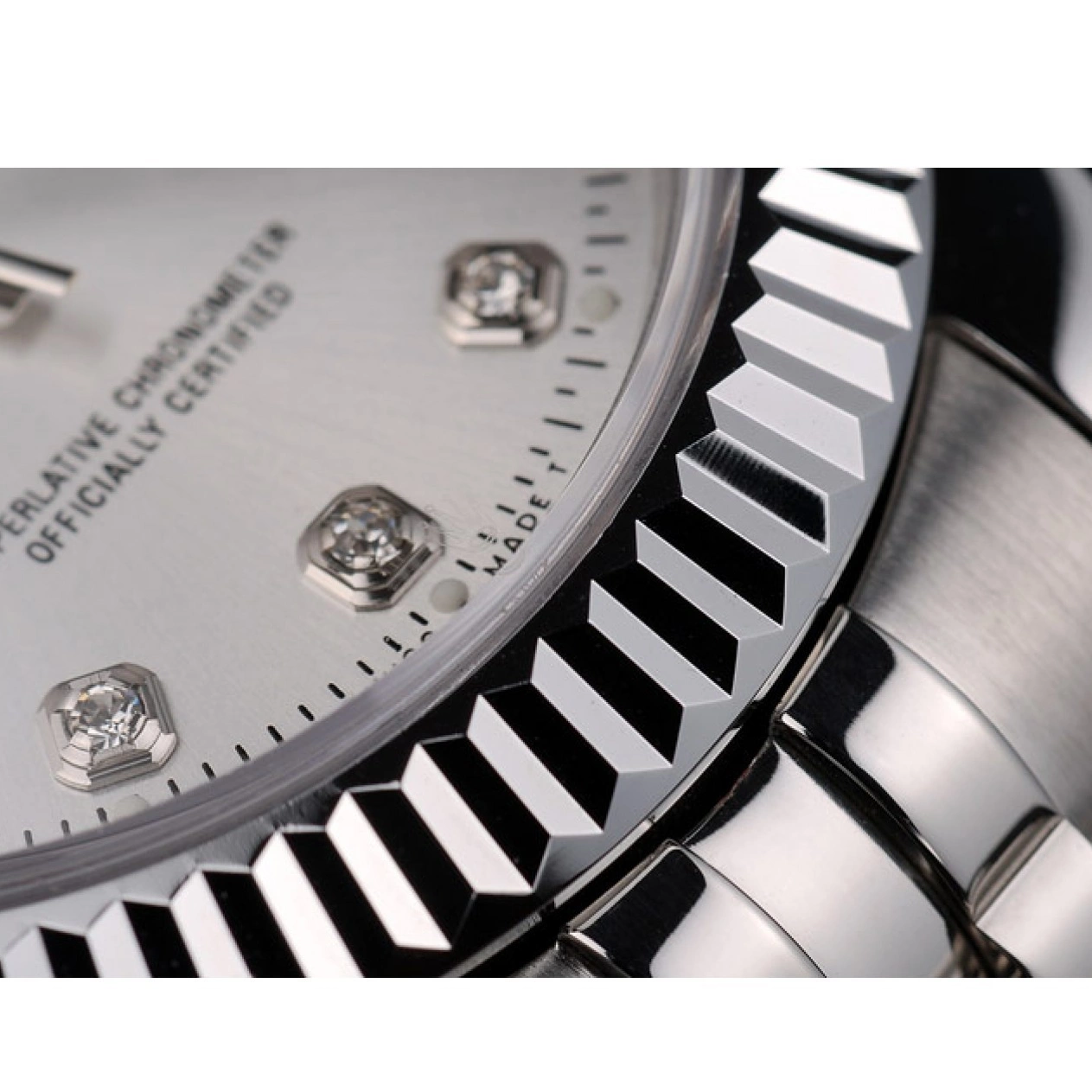 MiroTime 0716 Rolex Swiss DateJust Stainless Steel Ribbed Bezel Silver Dial 41996